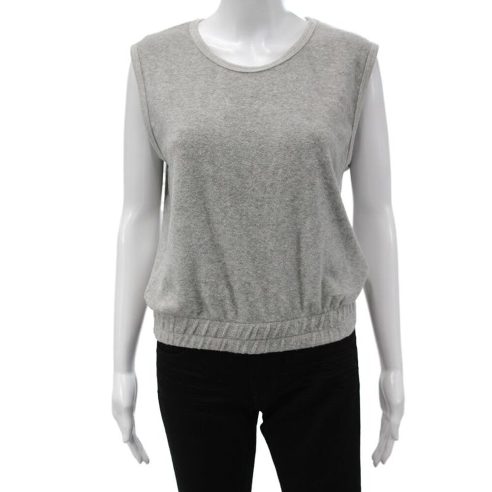 Perfect White Tee Women Gray Sleeveless Basic Tank Round Neck Cotton Size S